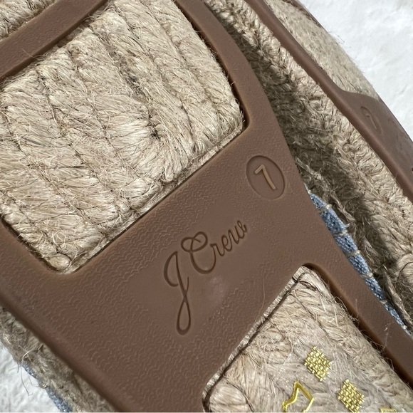 J CREW baby blue Canvas Espadrille Flats Size 7with removable ankle ribbon NEW - Picture 6 of 11